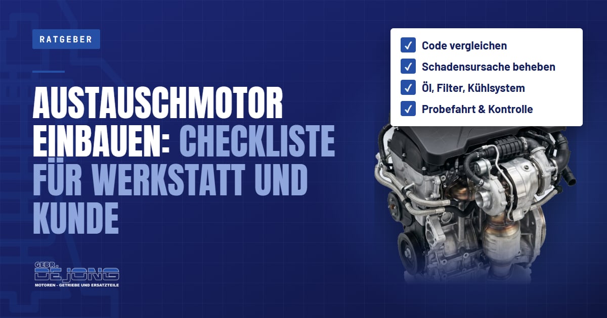 Austauschmotor einbauen: Checkliste für Werkstatt und Kunde