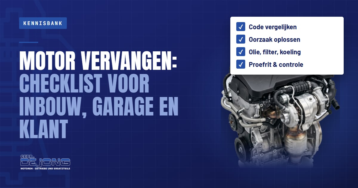 Motor vervangen: checklist voor inbouw, garage en klant